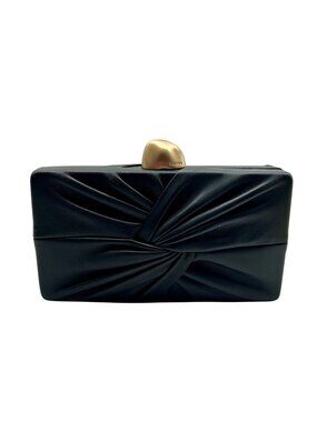 Cult Gaia Lisse Black Fabric Leather Clutch